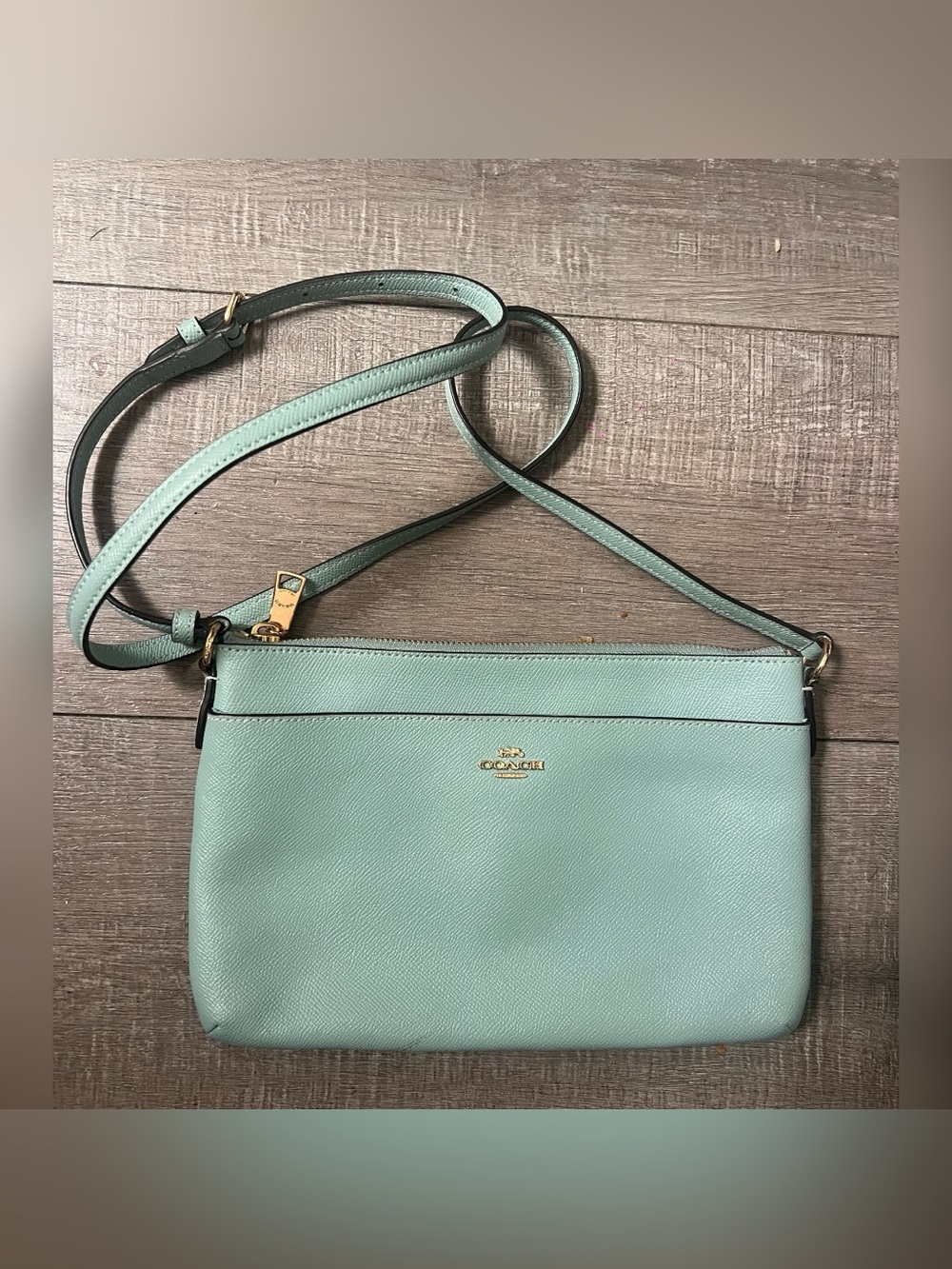 Coach light blue CrossGrain
Leather East West Poppy
Crossbody Bag
